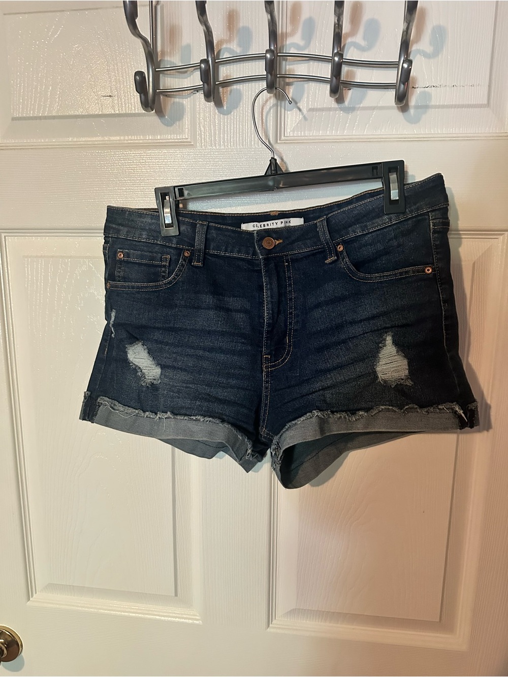 Celebrity Pink Indigo Distressed Denim Cutoff Shorts